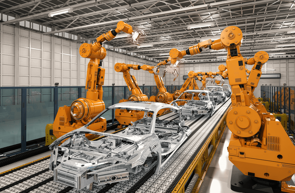 Robot arms in automotive assembly lines eliminate human error